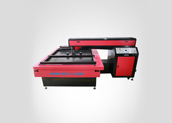300w 400w Προσαρμοσμένο χώρο εργασίας Κόκκινο Κίτρινο Διπλό Laser Head CO2 Glass Laser Tube Die Board Laser Cutting Machine